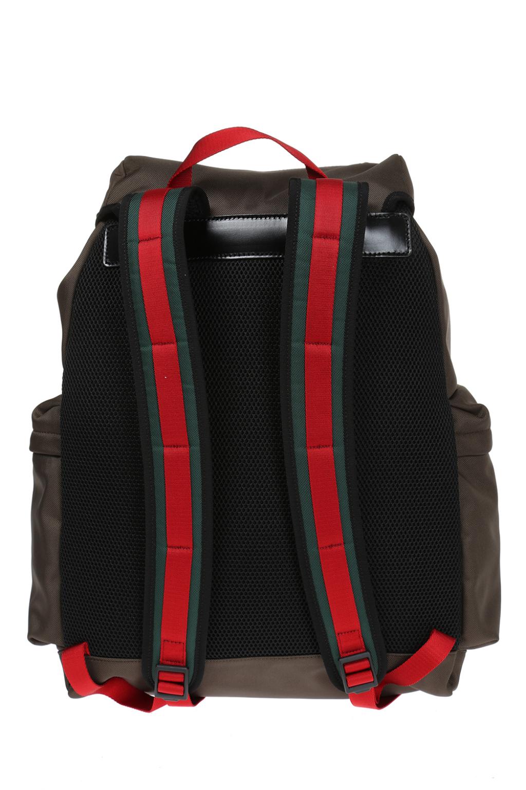 Black gucci backpack with store red and green stripe